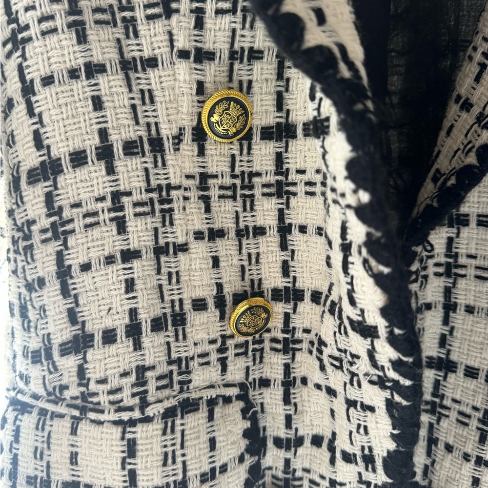 Laundry By Shelli Segal Black & Cream Tweed Double-Breasted Blazer - Picture 3 of 5